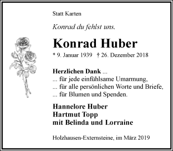 Anzeige  Konrad Huber  Lippische Landes-Zeitung