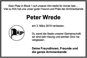 Anzeige  Peter Wrede  Lippische Landes-Zeitung