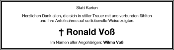 Anzeige  Ronald Voß  Lippische Landes-Zeitung