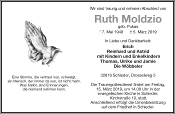 Anzeige  Ruth Moldzio  Lippische Landes-Zeitung