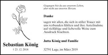 Anzeige  Sebastian König  Lippische Landes-Zeitung