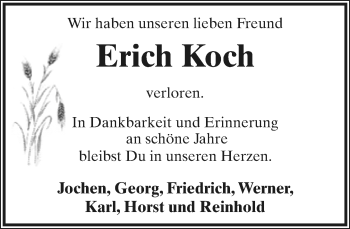 Anzeige  Erich Koch  Lippische Landes-Zeitung