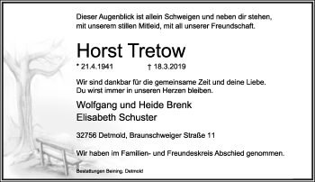 Anzeige  Horst Tretow  Lippische Landes-Zeitung