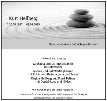 Anzeige  Kurt Hellberg  Lippische Landes-Zeitung