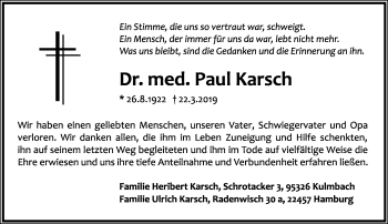Anzeige  Paul Karsch  Lippische Landes-Zeitung