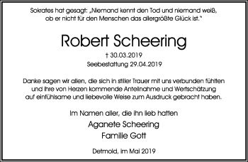 Anzeige  Robert Scheering  Lippische Landes-Zeitung