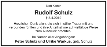 Anzeige  Rudolf Schulz  Lippische Landes-Zeitung