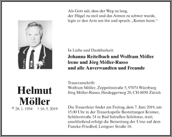 Anzeige  Helmut Möller  Lippische Landes-Zeitung