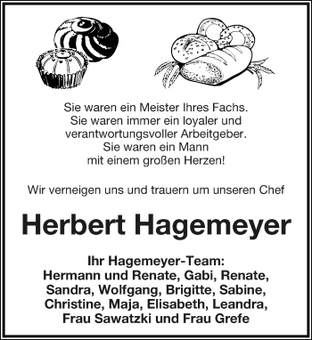 Anzeige  Herbert Hagemeyer  Lippische Landes-Zeitung