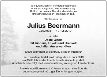 Anzeige  Julius Beermann  Lippische Landes-Zeitung