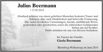 Anzeige  Julius Beermann  Lippische Landes-Zeitung