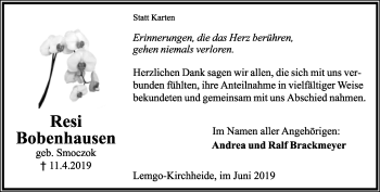 Anzeige  Therese Bobenhausen  Lippische Landes-Zeitung