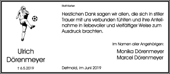 Anzeige  Ulrich Dörenmeyer  Lippische Landes-Zeitung