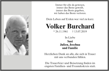 Anzeige  Volker Burchard  Lippische Landes-Zeitung