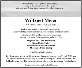 Anzeige  Wilfried Meier  Lippische Landes-Zeitung