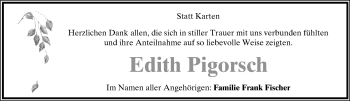 Anzeige  Edith Pigorsch  Lippische Landes-Zeitung