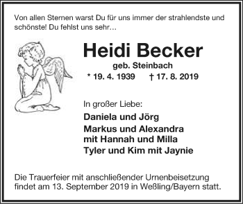 Anzeige  Heidi Becker  Lippische Landes-Zeitung