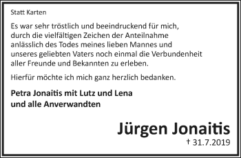 Anzeige  Jürgen Jonaitis  Lippische Landes-Zeitung