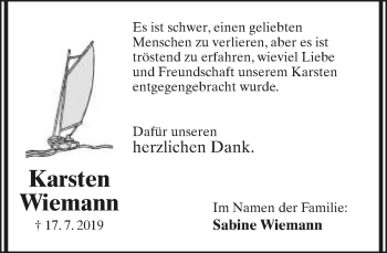 Anzeige  Karsten Wiemann  Lippische Landes-Zeitung
