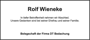 Anzeige  Rolf Wieneke  Lippische Landes-Zeitung