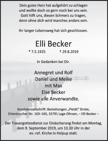 Anzeige  Becker Elli 