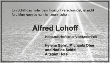Anzeige  Alfred Lohoff  Lippische Landes-Zeitung