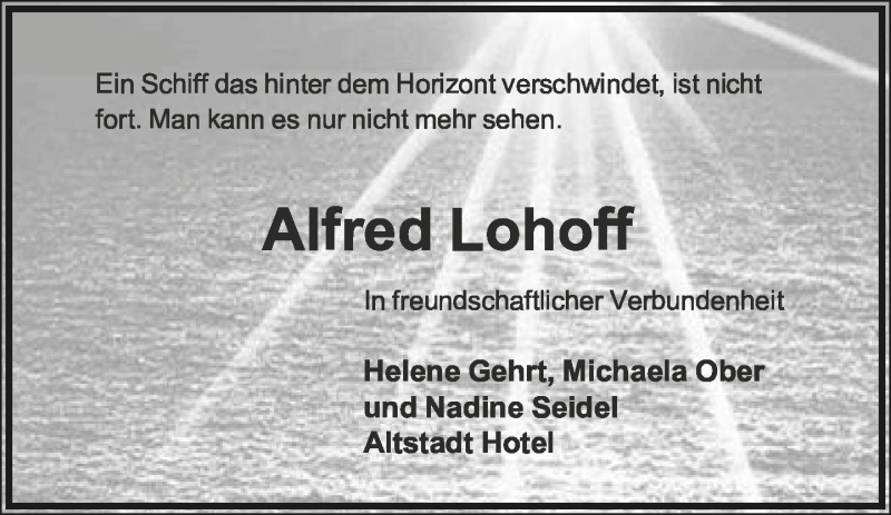  Traueranzeige für Alfred Lohoff vom 21.09.2019 aus Lippische Landes-Zeitung