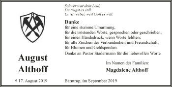 Anzeige  August Althoff  Lippische Landes-Zeitung