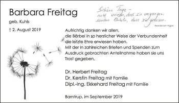 Anzeige  Barbara Freitag  Lippische Landes-Zeitung