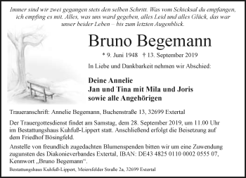 Anzeige  Bruno Begemann  Lippische Landes-Zeitung