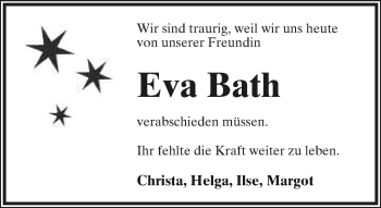 Anzeige  Eva Bath  Lippische Landes-Zeitung