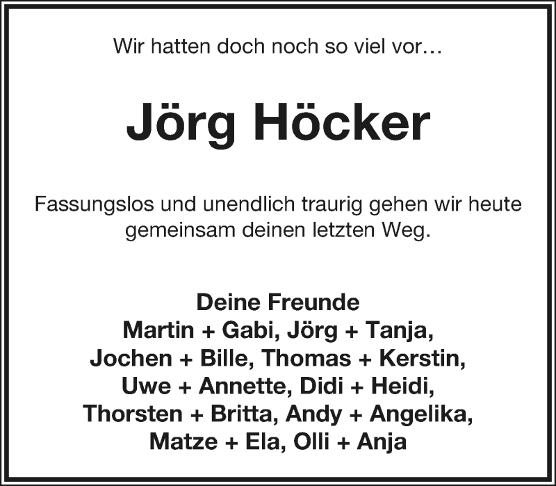  Traueranzeige für Jörg Höcker vom 28.09.2019 aus Lippische Landes-Zeitung