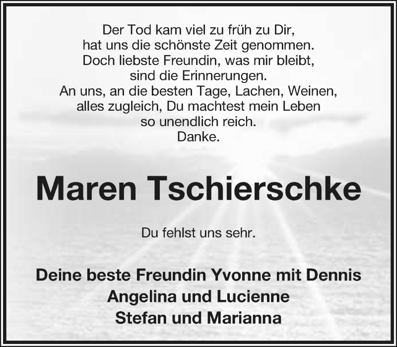  Traueranzeige für Maren Tschierschke vom 21.09.2019 aus Lippische Landes-Zeitung