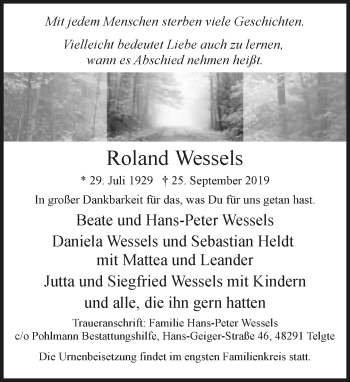 Anzeige  Roland Wessels  Lippische Landes-Zeitung