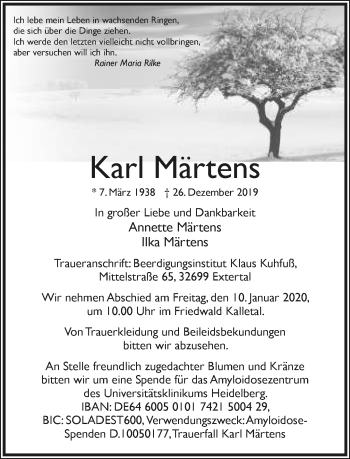 Anzeige  Karl Märtens  Lippische Landes-Zeitung
