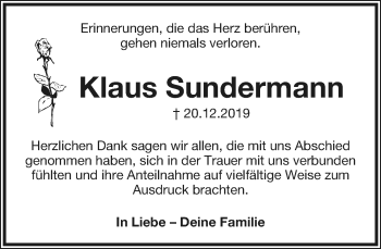 Anzeige  Klaus Sundermann  Lippische Landes-Zeitung