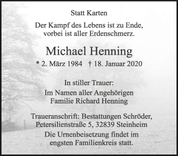 Anzeige  Michael Henning  Lippische Landes-Zeitung
