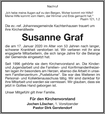 Anzeige  Susanne Graf  Lippische Landes-Zeitung