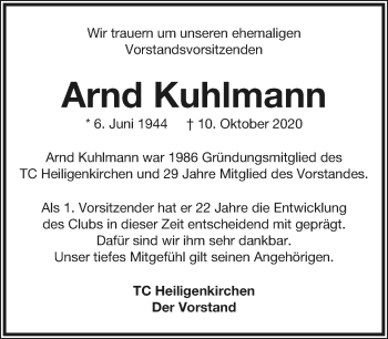 Anzeige  Arnd Kuhlmann  Lippische Landes-Zeitung