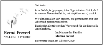 Anzeige  Bernd Frevert  Lippische Landes-Zeitung