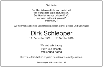 Anzeige  Dirk Schlepper  Lippische Landes-Zeitung