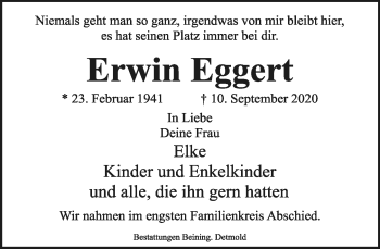 Anzeige  Erwin Eggert  Lippische Landes-Zeitung