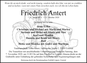 Anzeige  Friedrich Antert  Lippische Landes-Zeitung