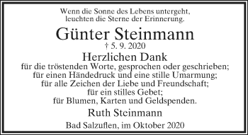 Anzeige  Günter Steinmann  Lippische Landes-Zeitung