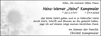 Anzeige  Heinz-Werner  Kampmeier  Lippische Landes-Zeitung
