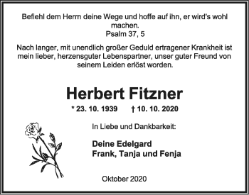 Anzeige  Herbert Fitzner  Lippische Landes-Zeitung