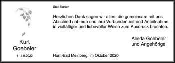 Anzeige  Kurt Goebeler  Lippische Landes-Zeitung