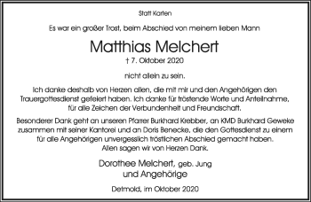 Anzeige  Matthias Melchert  Lippische Landes-Zeitung