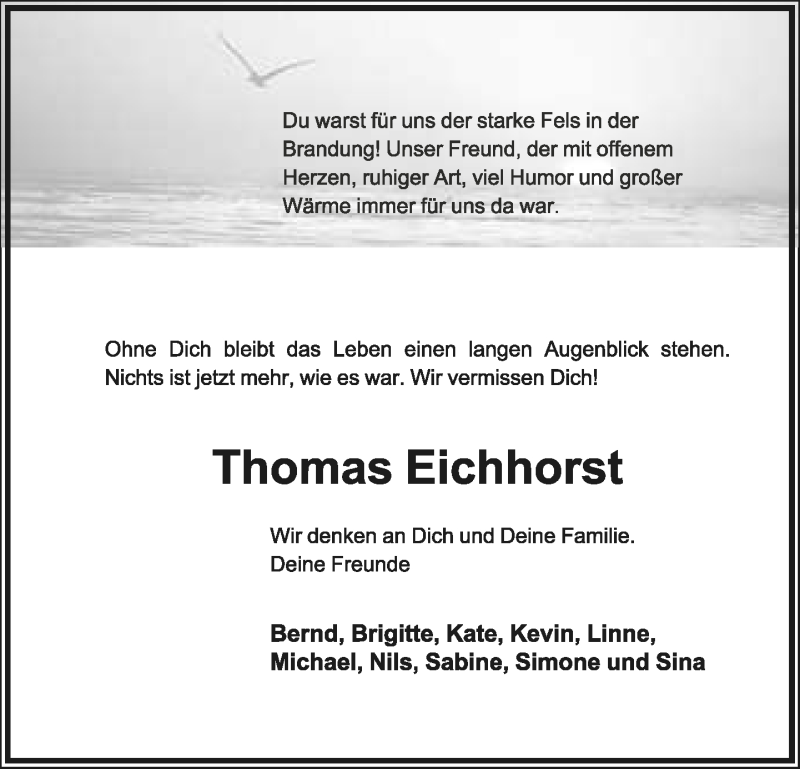  Traueranzeige für Thomas Eichhorst vom 31.10.2020 aus Lippische Landes-Zeitung