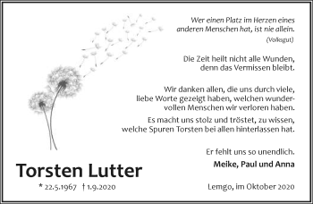 Anzeige  Torsten Lutter  Lippische Landes-Zeitung